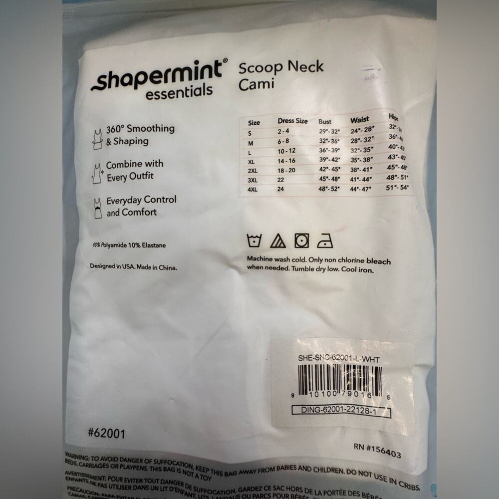 Shapermint Essentials White Scoop Neck Cami - Size L - Picture 8 of 9
